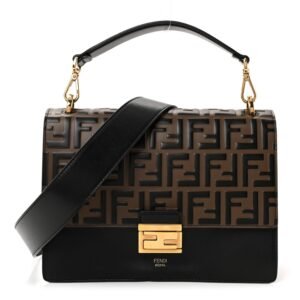 Fendi Vitello Liberty Bi-Color FF 1974 Embossed Kan U Shoulder Bag