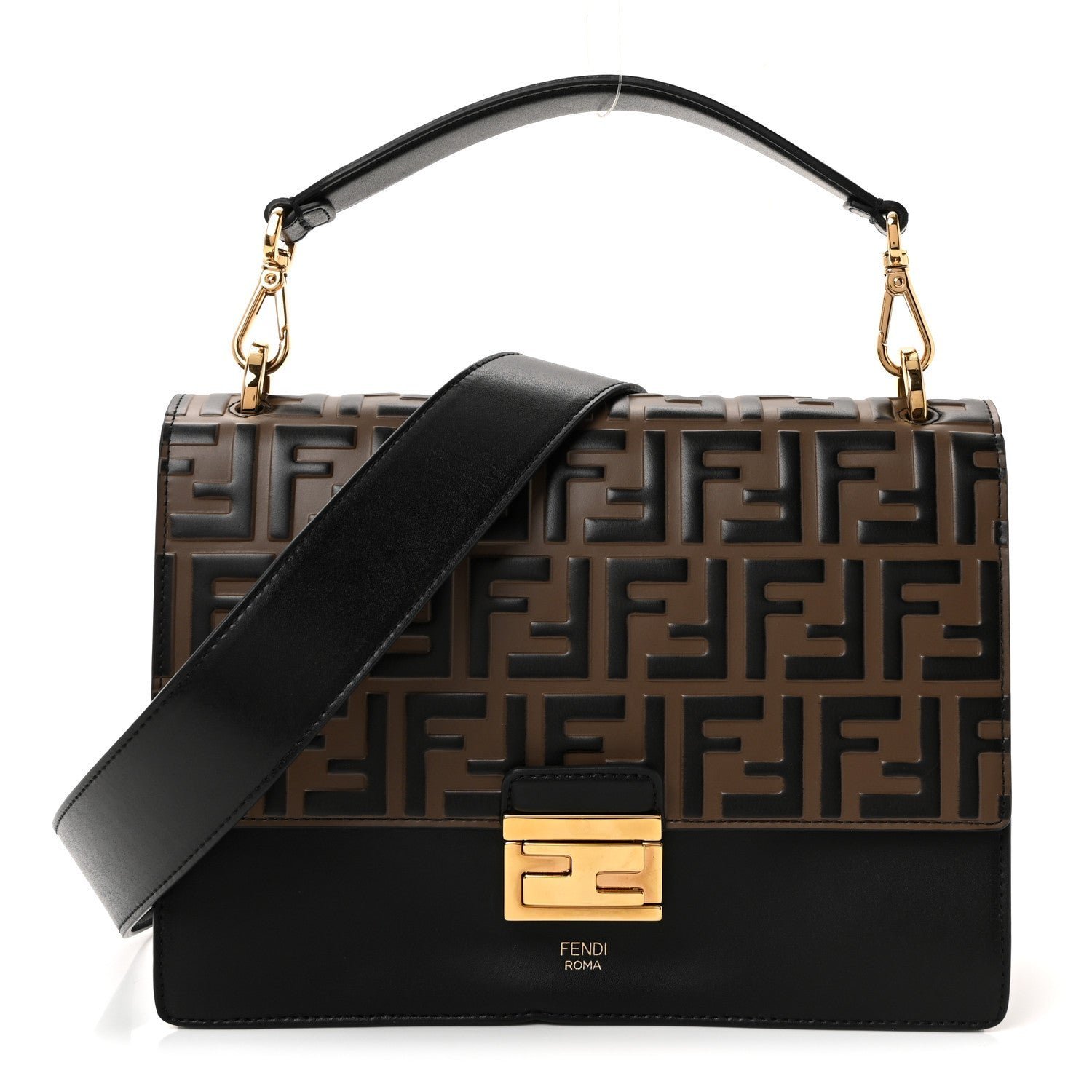 Fendi Vitello Liberty Bi-Color FF 1974 Embossed Kan U Shoulder Bag