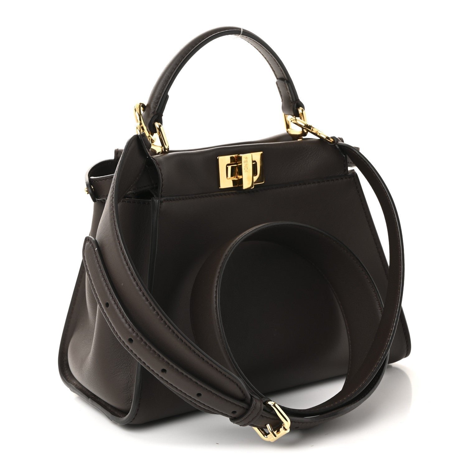 Fendi Vitello Seta Suede FF Mini Peekaboo Iconic Satchel - Image 3