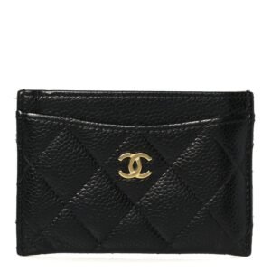 Caviar Quilted Card Holder Black