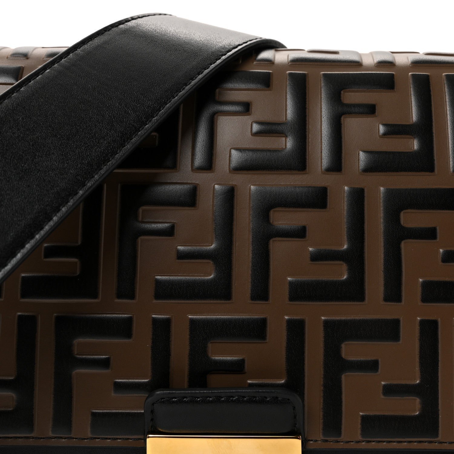 Fendi Vitello Liberty Bi-Color FF 1974 Embossed Kan U Shoulder Bag - Image 8