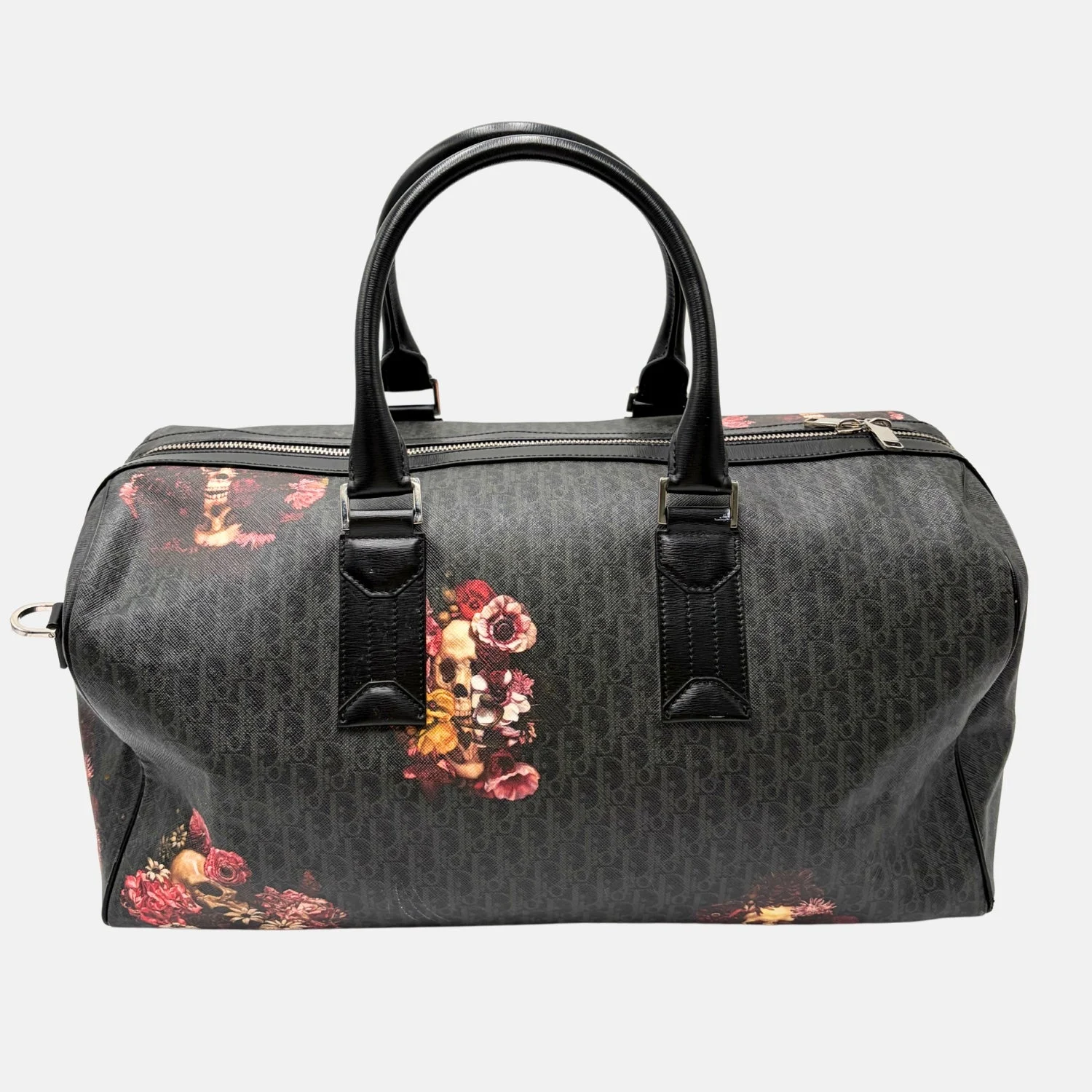 Homme Black Monogram Skull Floral Duffel - Image 2
