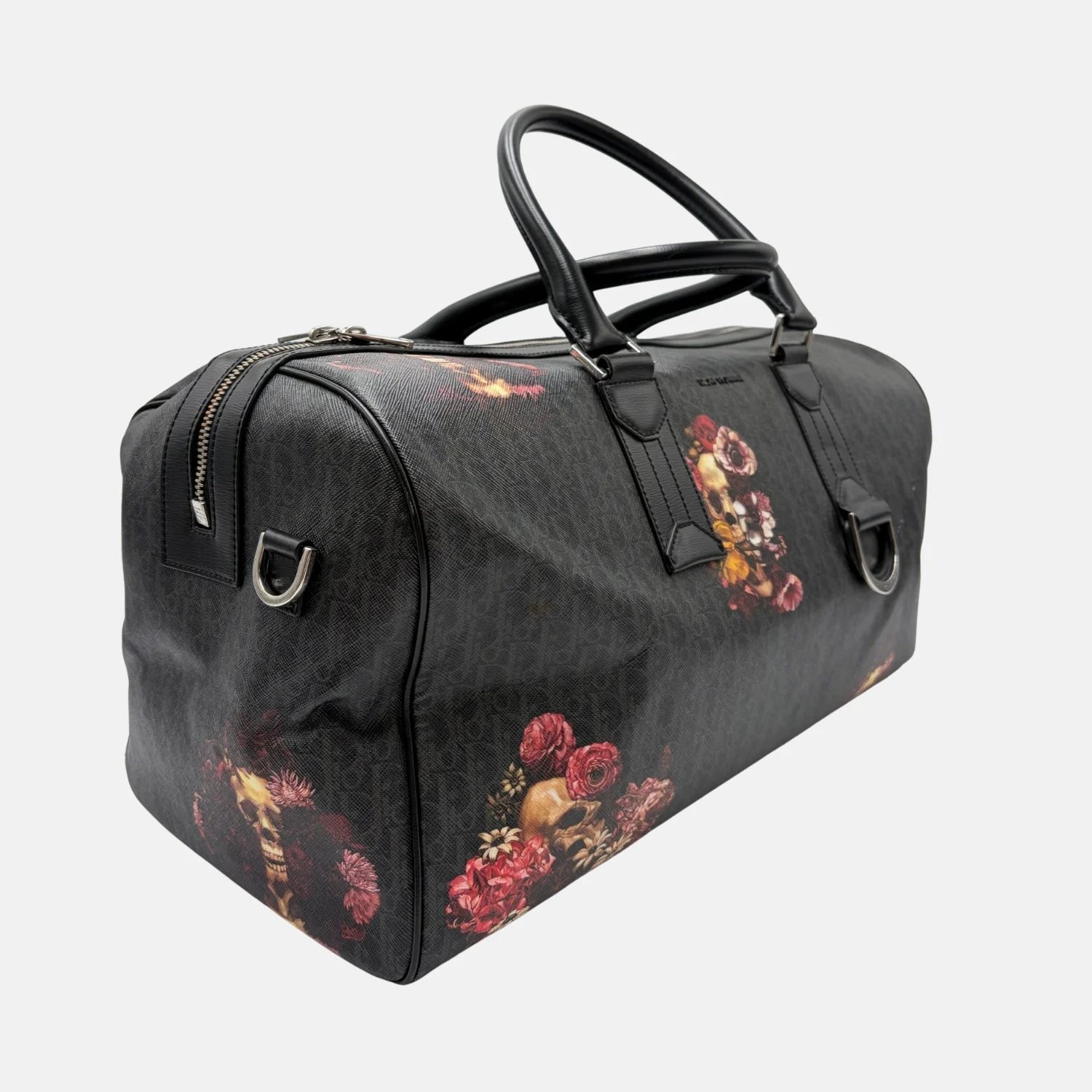 Homme Black Monogram Skull Floral Duffel - Image 3