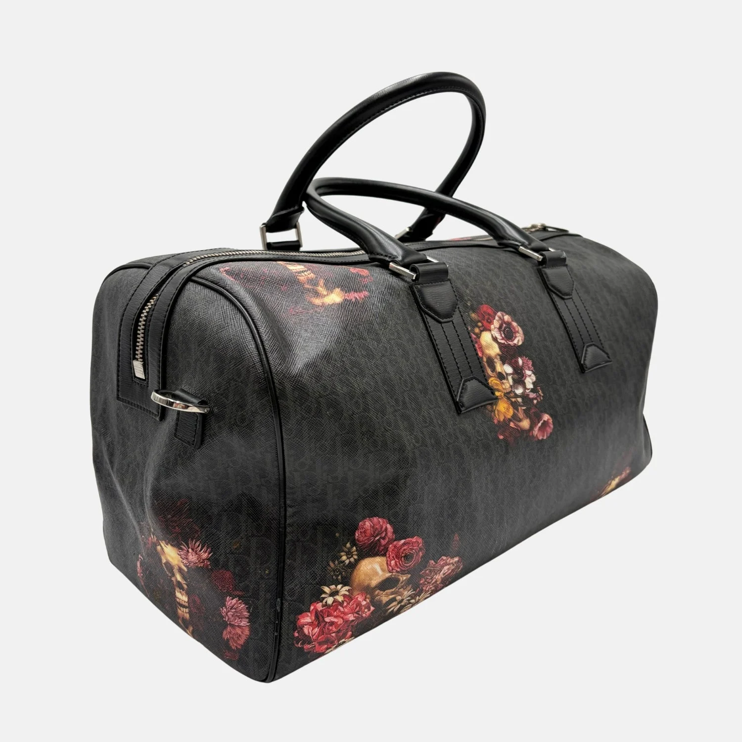Homme Black Monogram Skull Floral Duffel - Image 4