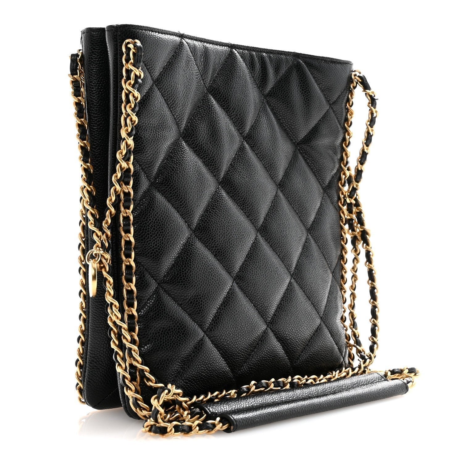 Caviar Quilted Mini Never Ending Chain Tote Black - Image 3