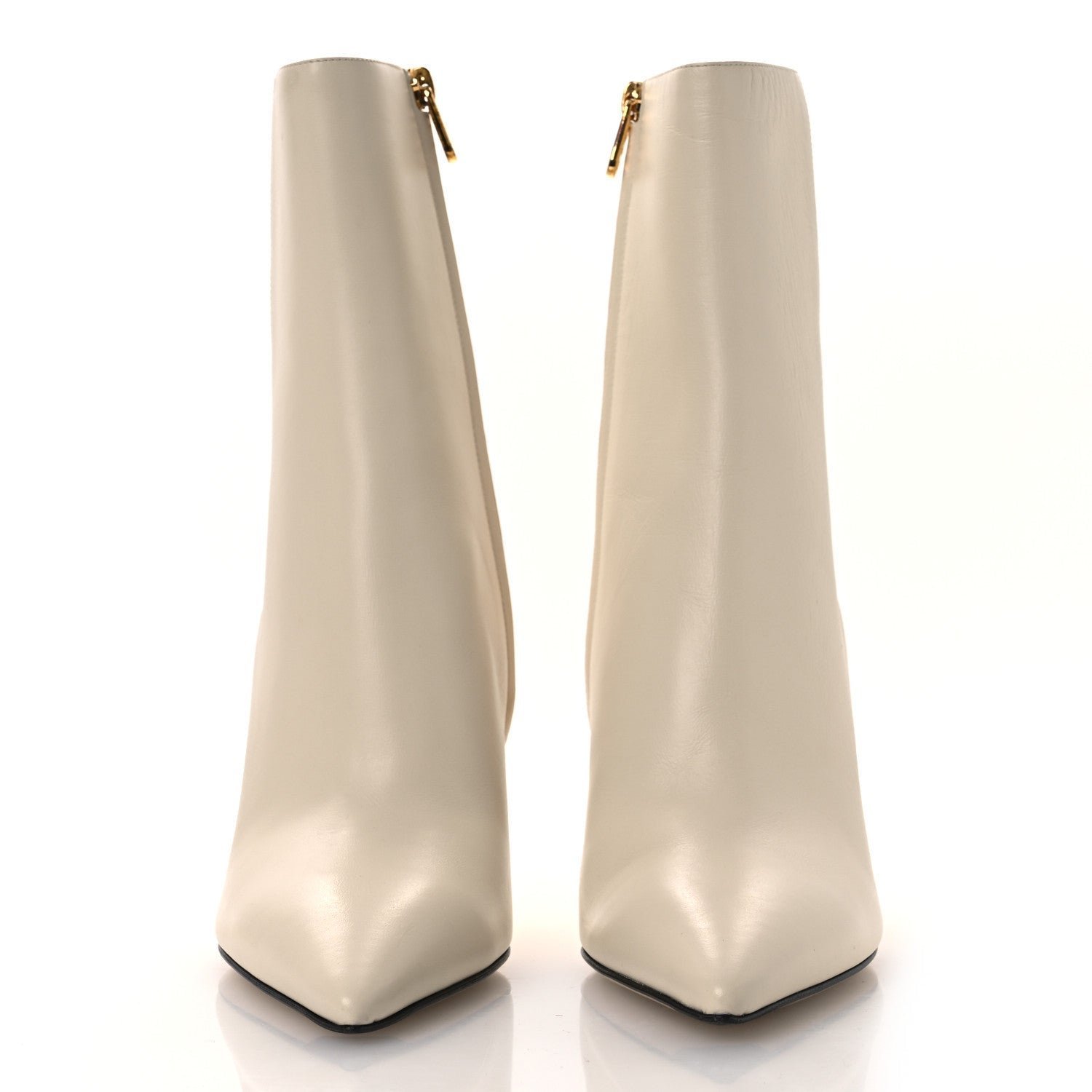 Fendi First Booties White Nappa Leather & Gold F-Heel - Image 3