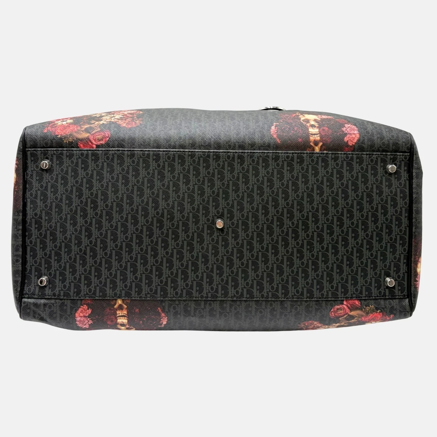 Homme Black Monogram Skull Floral Duffel - Image 5
