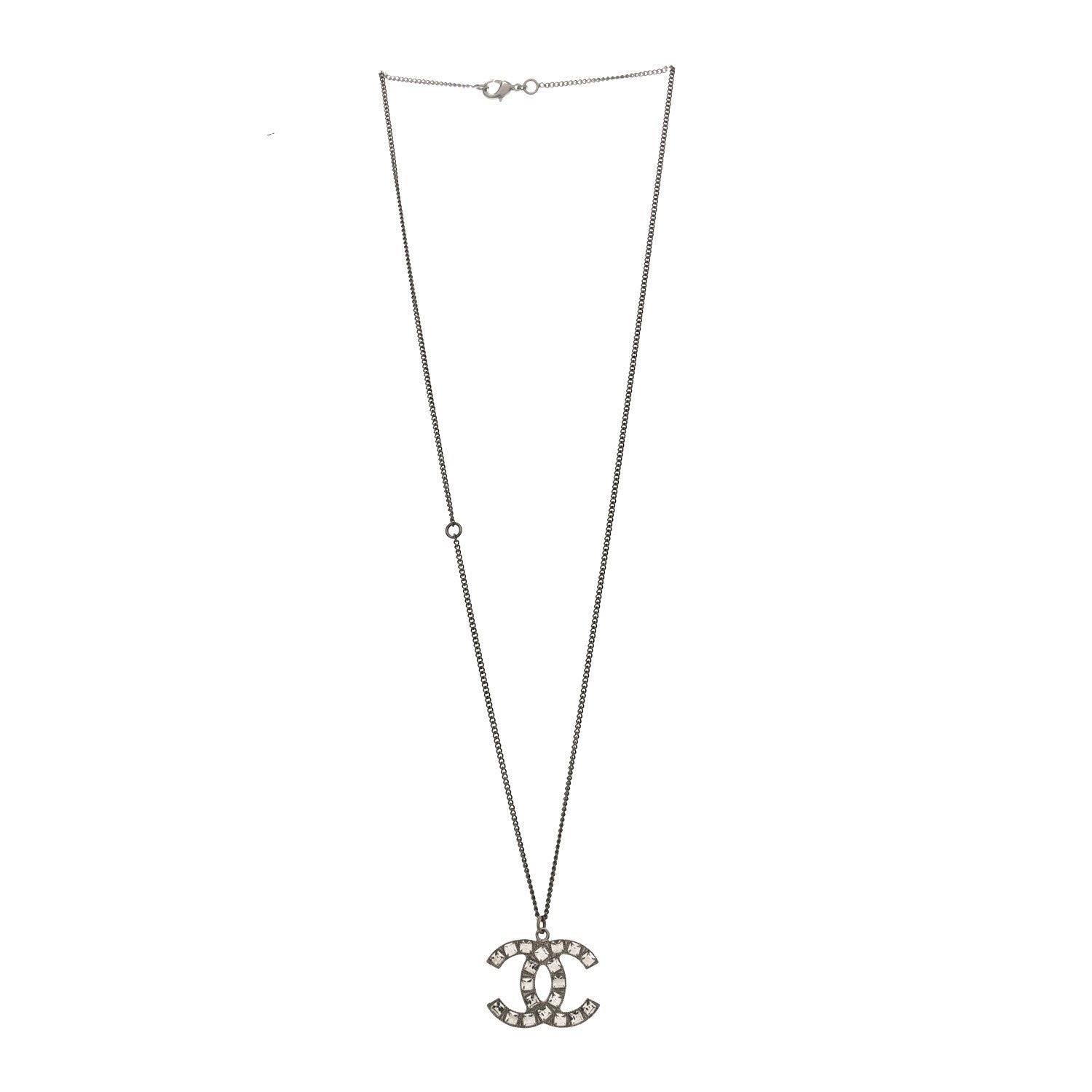 Baguette Crystal CC Necklace Silver - Image 3