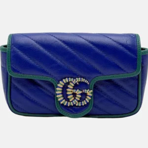 Marmont Shoulder Bag Imperial Blue Calfskin Super Mini