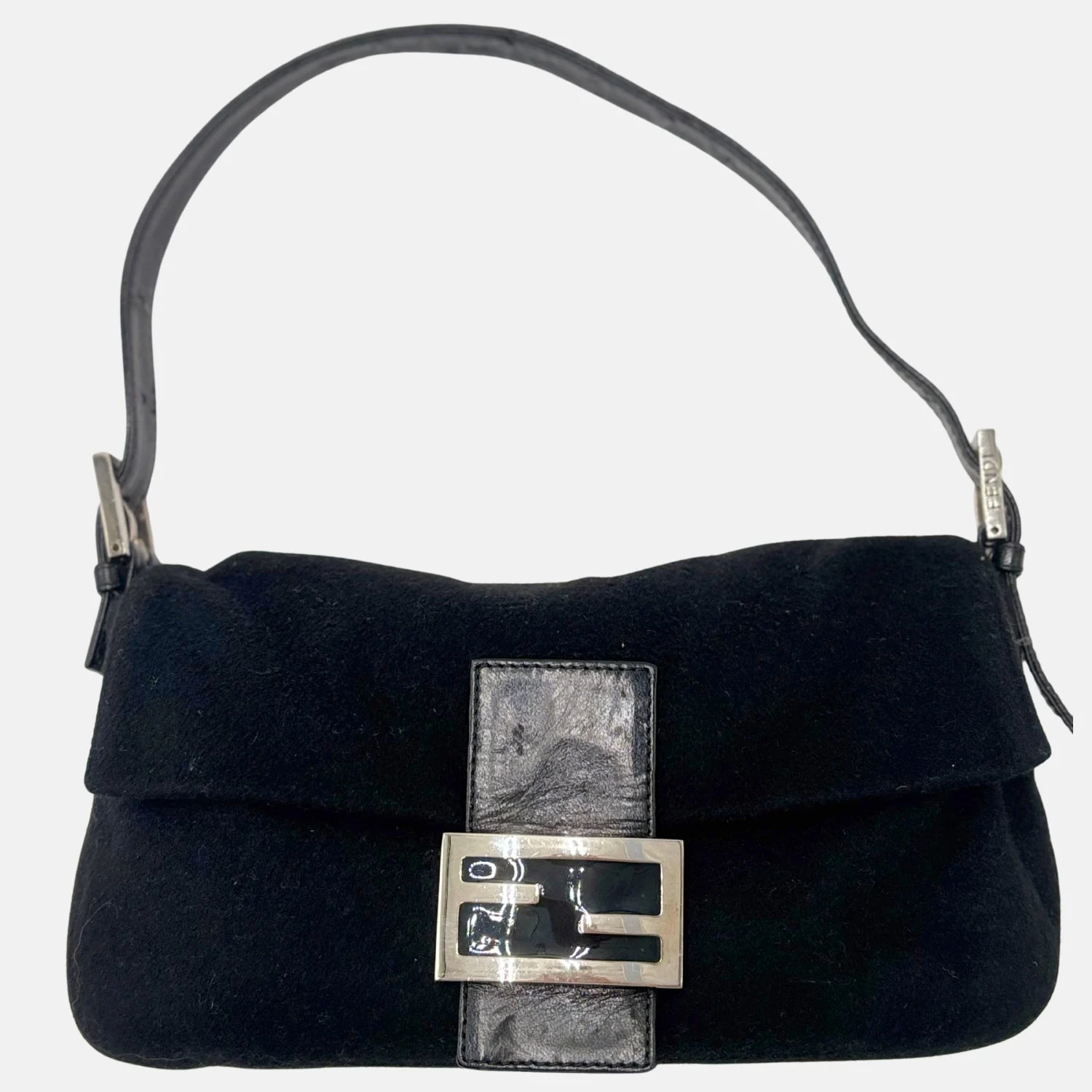 Baguette Bag Black Cashmere/Leather