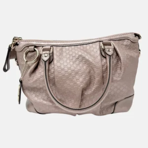 Top Handle Bag Metallic Dusty Pink Microguccissima Leather Sukey Medium