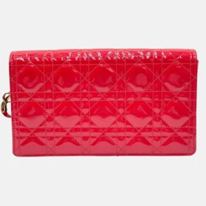 Lady Dior Clutch Bag Red Patent
