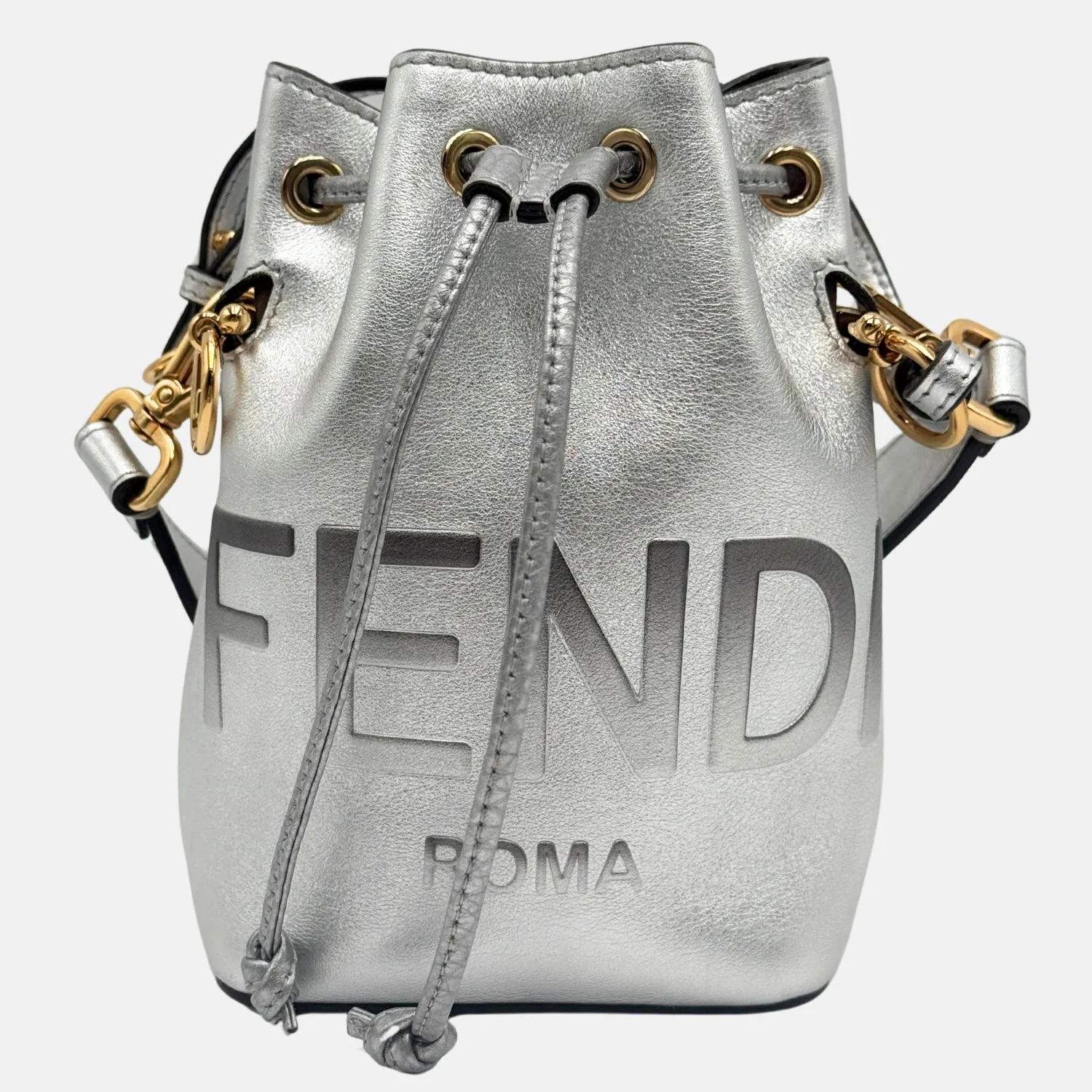 Mon Tresor Bucket Bag Silver Leather Mini