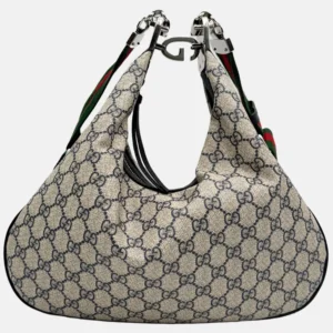 Attache Shoulder Bag Beige Supreme Monogram Calfskin Large