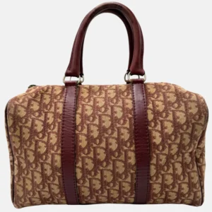 Trotter Boston Bag Burgundy Canvas and Leather Small