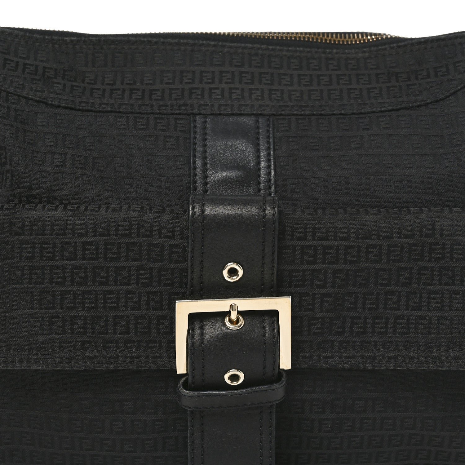 Baguette Black Zucca Canvas Bag with Leather Trim - Image 7
