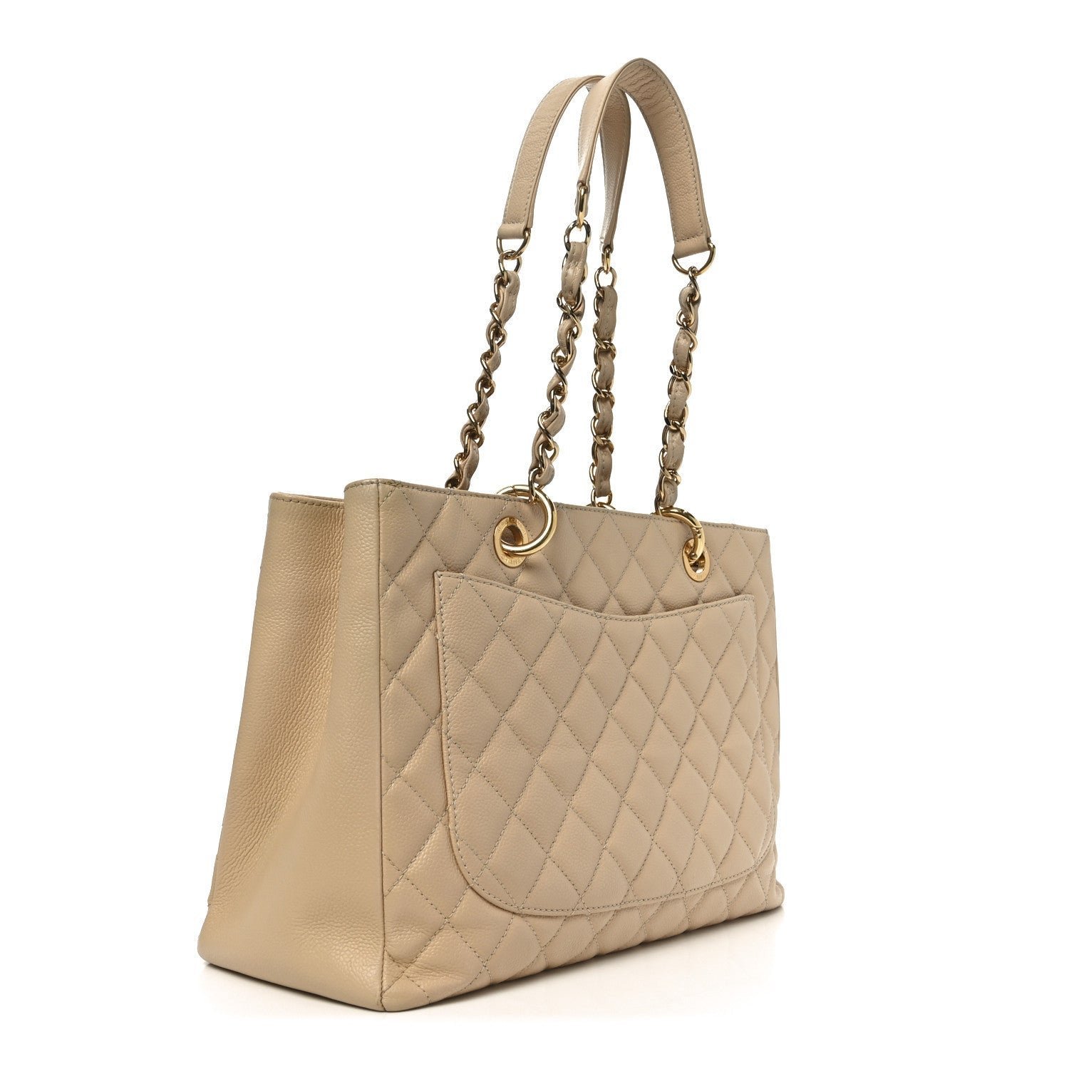 Caviar Quilted Grand Shopping Tote GST Beige - Image 3