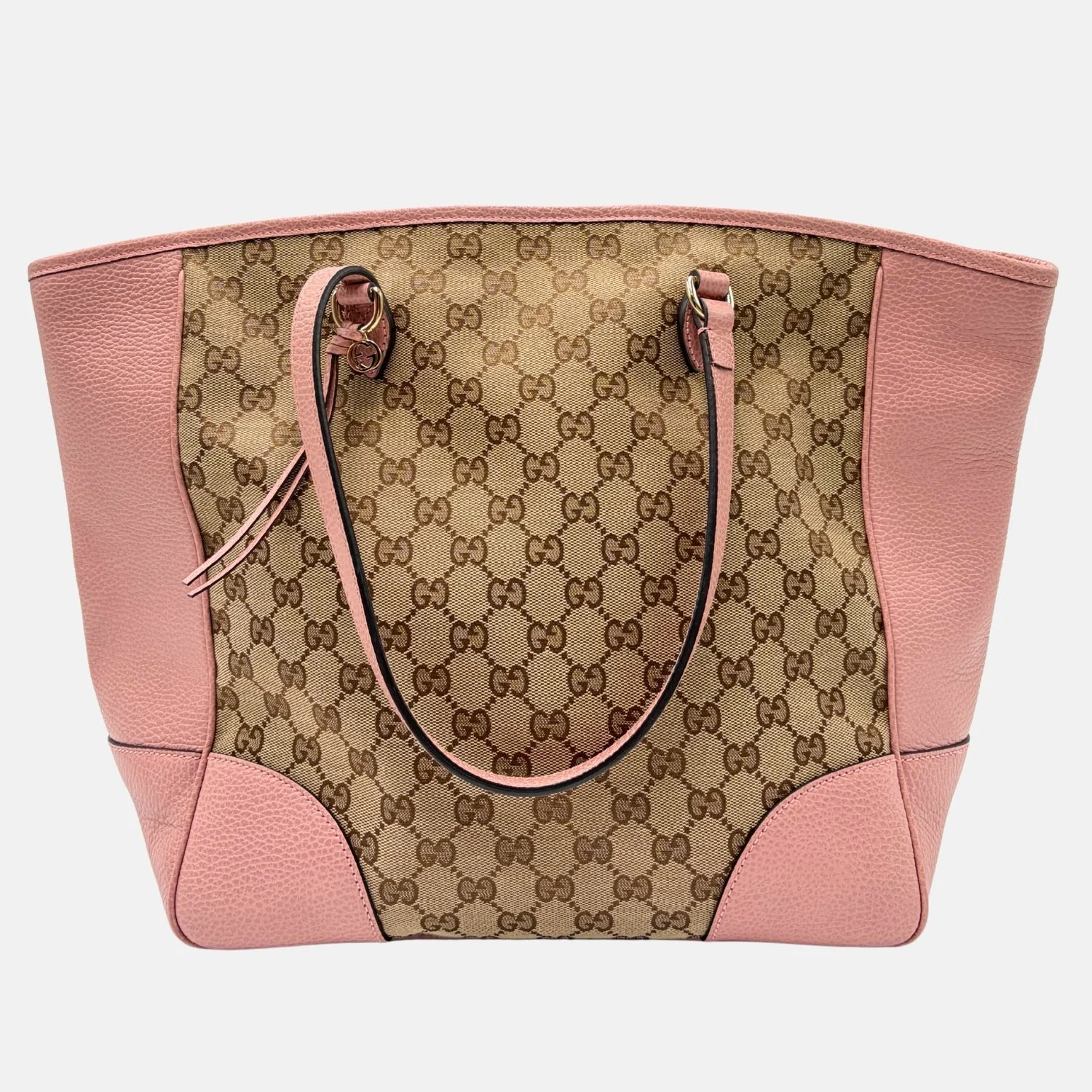 GG Canvas Pink Leather Trim Tote