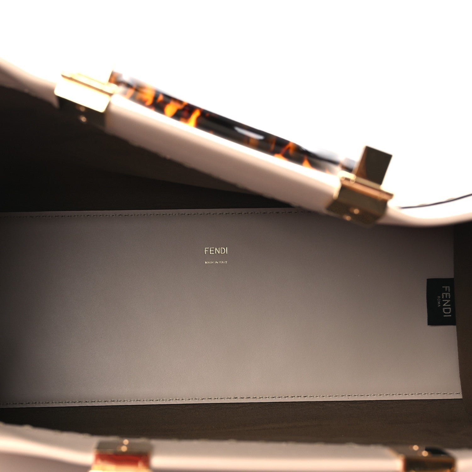 Fendi Vitello King Plexiglass Logo Embossed Medium Fendi Sunshine Shopper Tote - Image 5