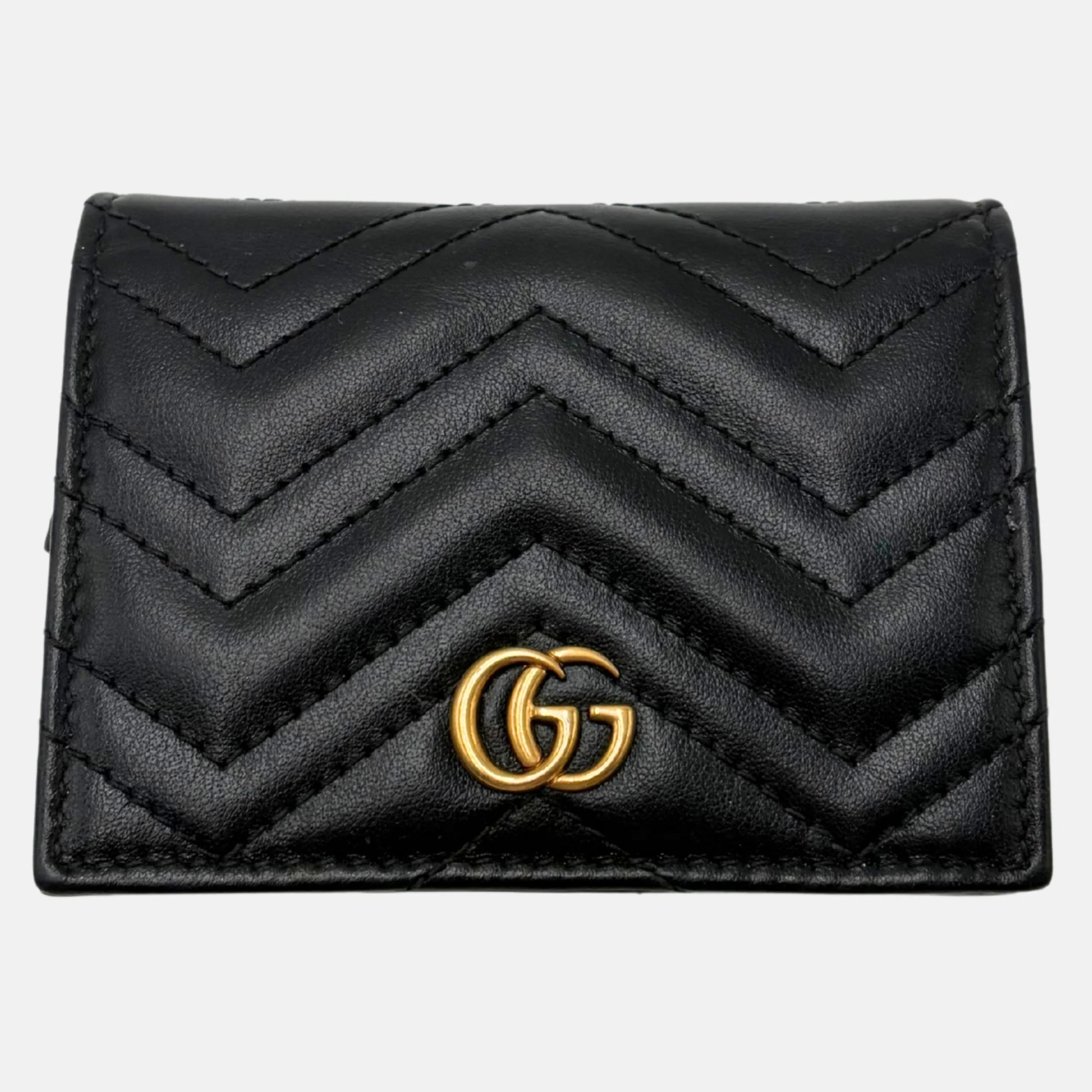 GG Marmont Matelasse Card Case Black