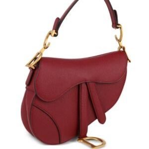 Saddle Bag with Strap Cherry Red Grained Calfskin
