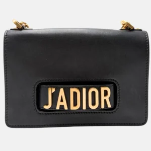 J'Adior Smooth Calfskin Chain Clutch Black