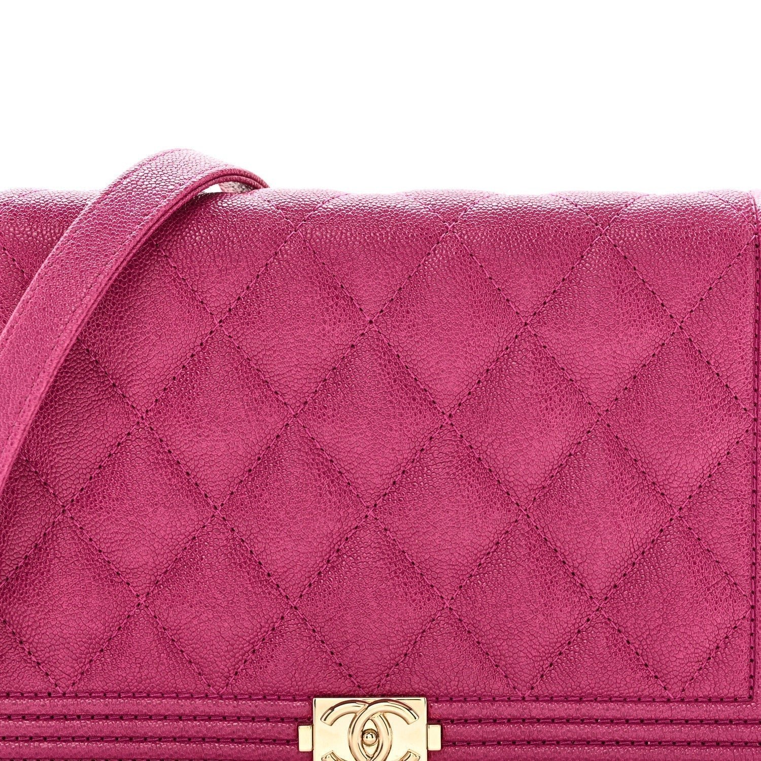 Caviar Quilted Boy Wallet On Chain WOC Fuchsia - Image 9
