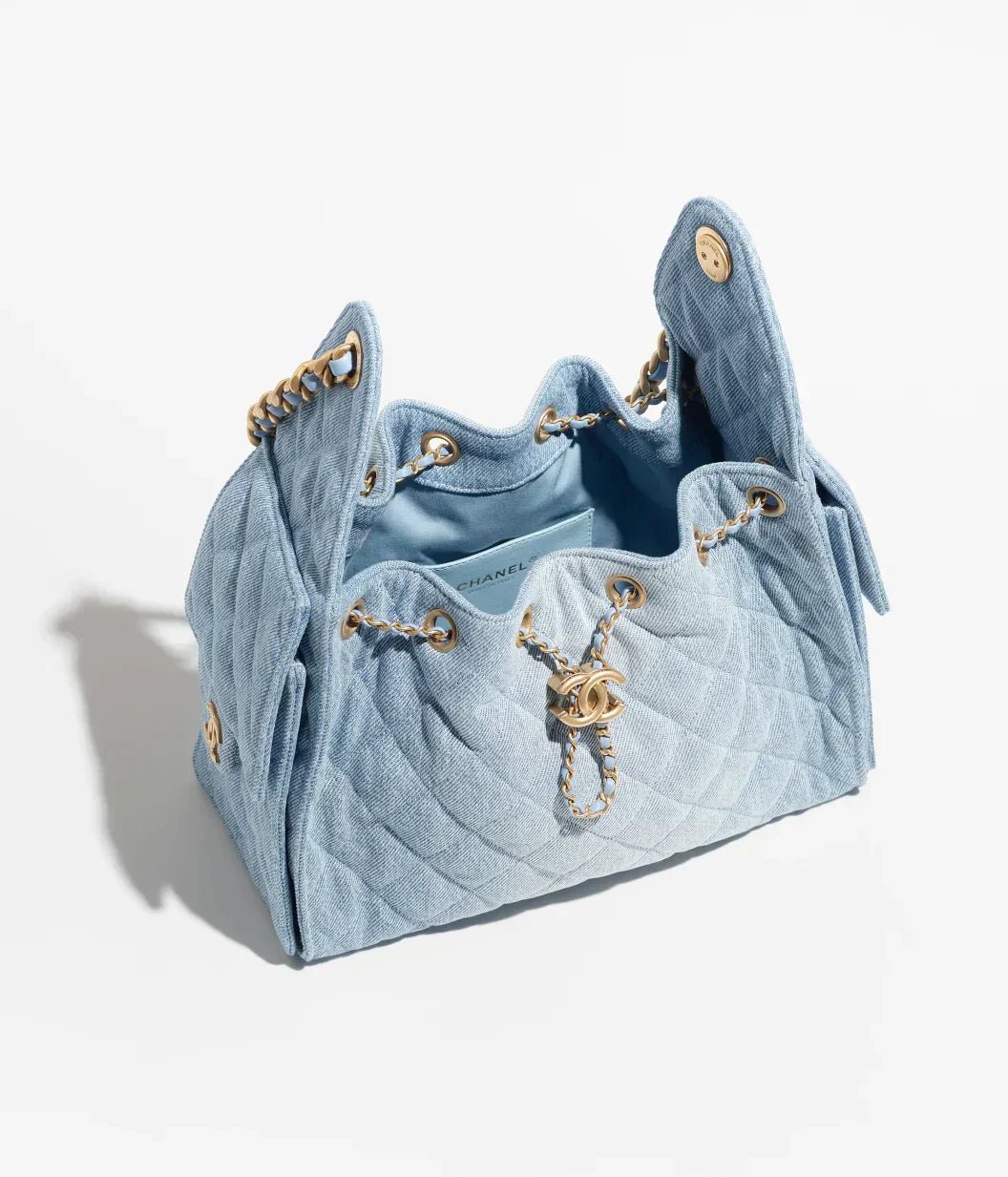 CHANEL 25 Mini Bag Washed Denim & Gold-Tone Metal Blue - Image 2