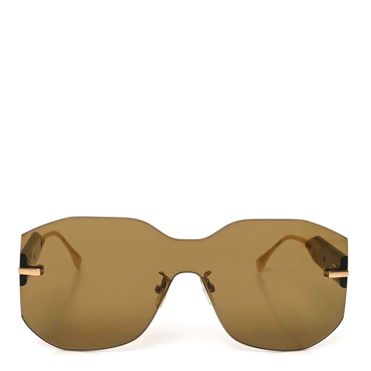 Acetate Metal Fendigraphy Shield Sunglasses FE 40067U Brown Gold - Image 2