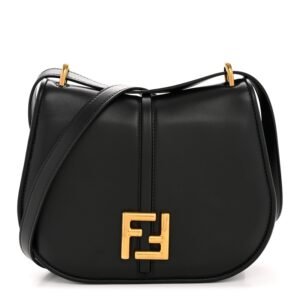 Fendi C'mon Medium Black Vitello Brenta Satchel Bag