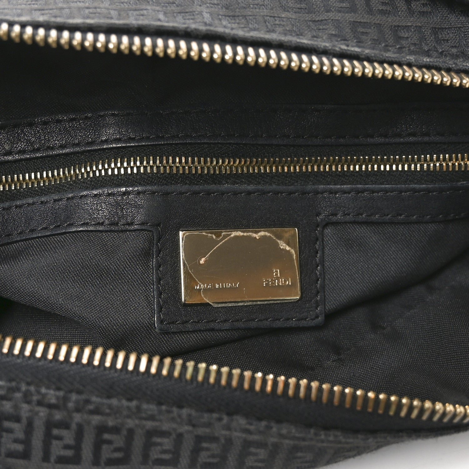 Baguette Black Zucca Canvas Bag with Leather Trim - Image 6