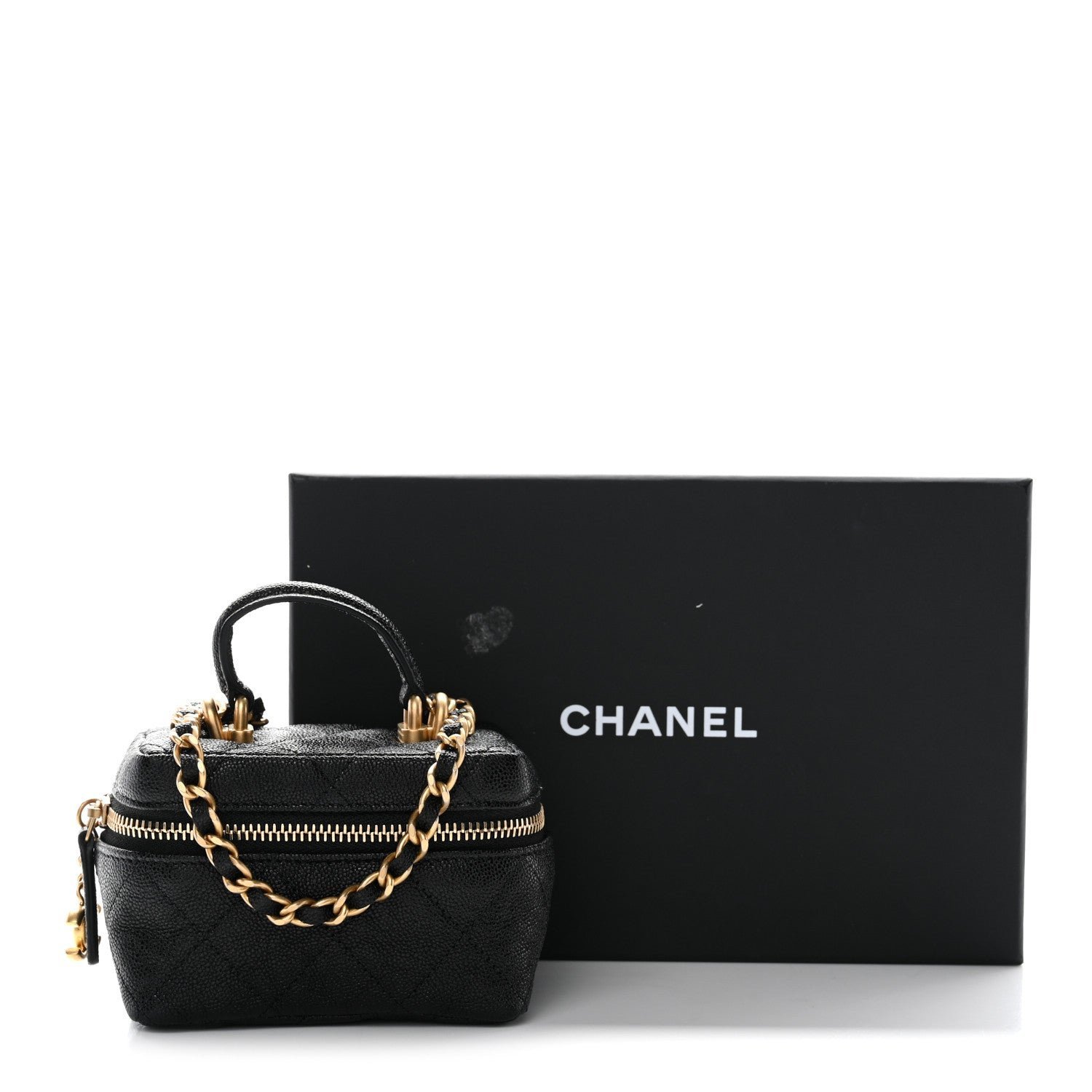 Caviar Quilted Mini Top Handle Vanity With Chain Black - Image 10