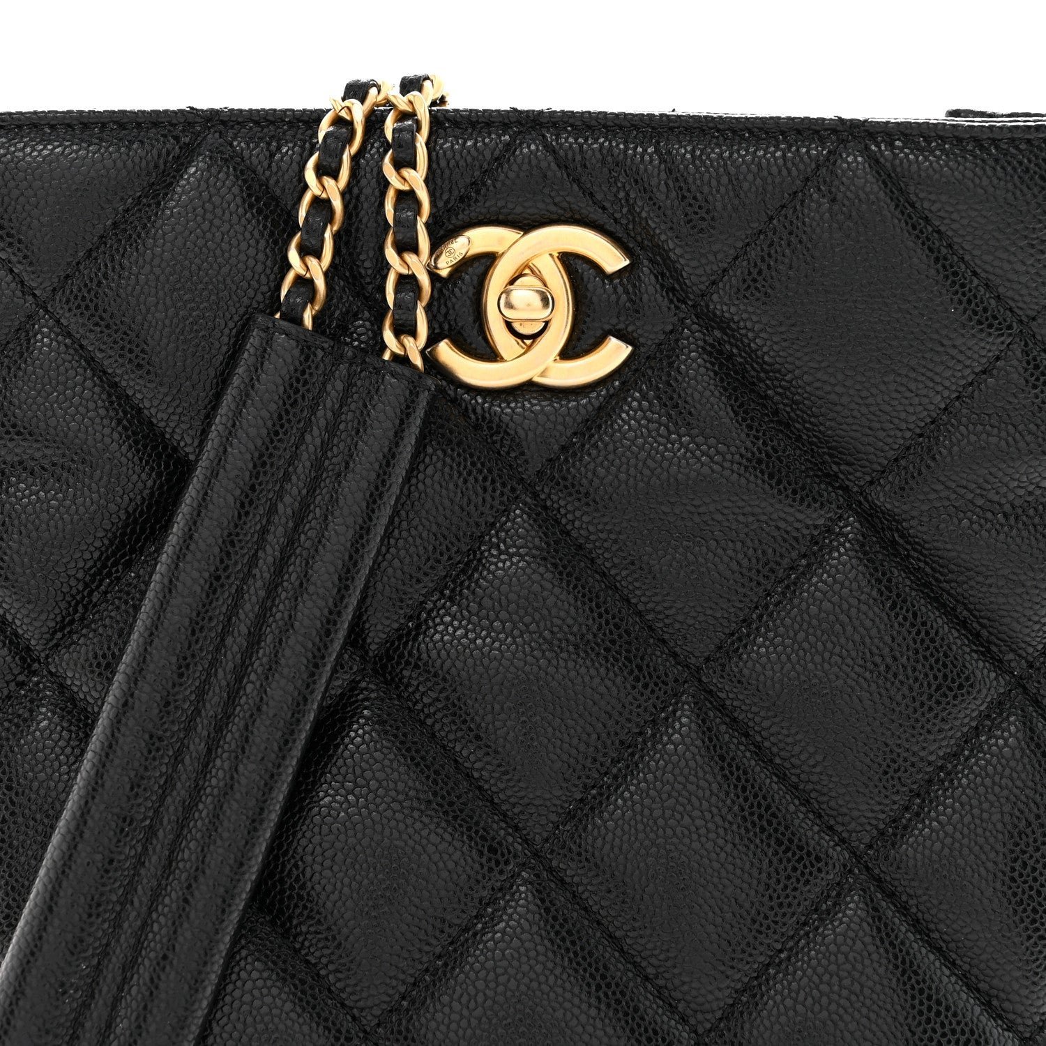 Caviar Quilted Mini Never Ending Chain Tote Black - Image 8