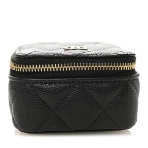 Caviar Quilted Jewelry Travel Case Black