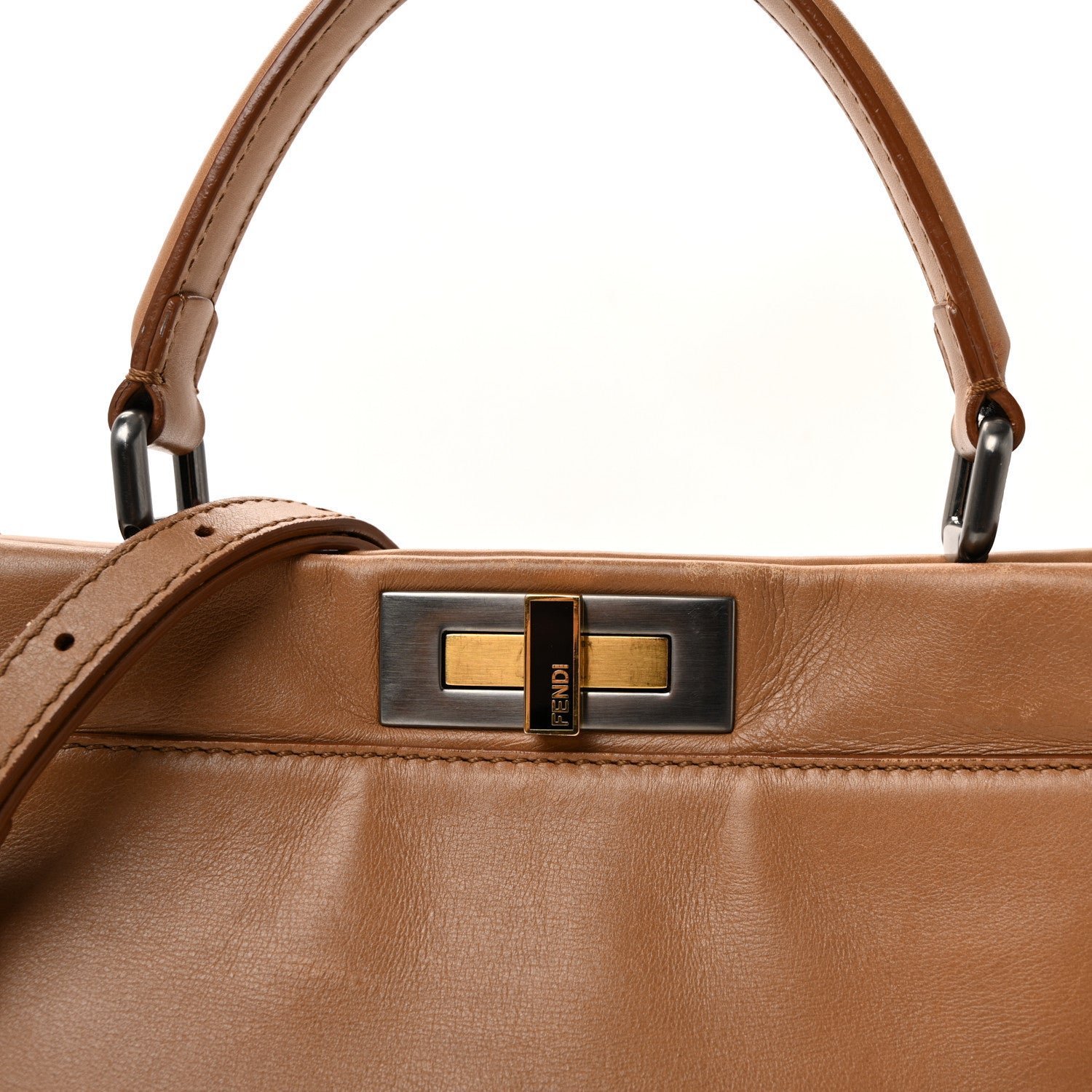 Fendi Vitello Seta Shiny Nappa Elaphe Medium Peekaboo Iconic Satchel - Image 7