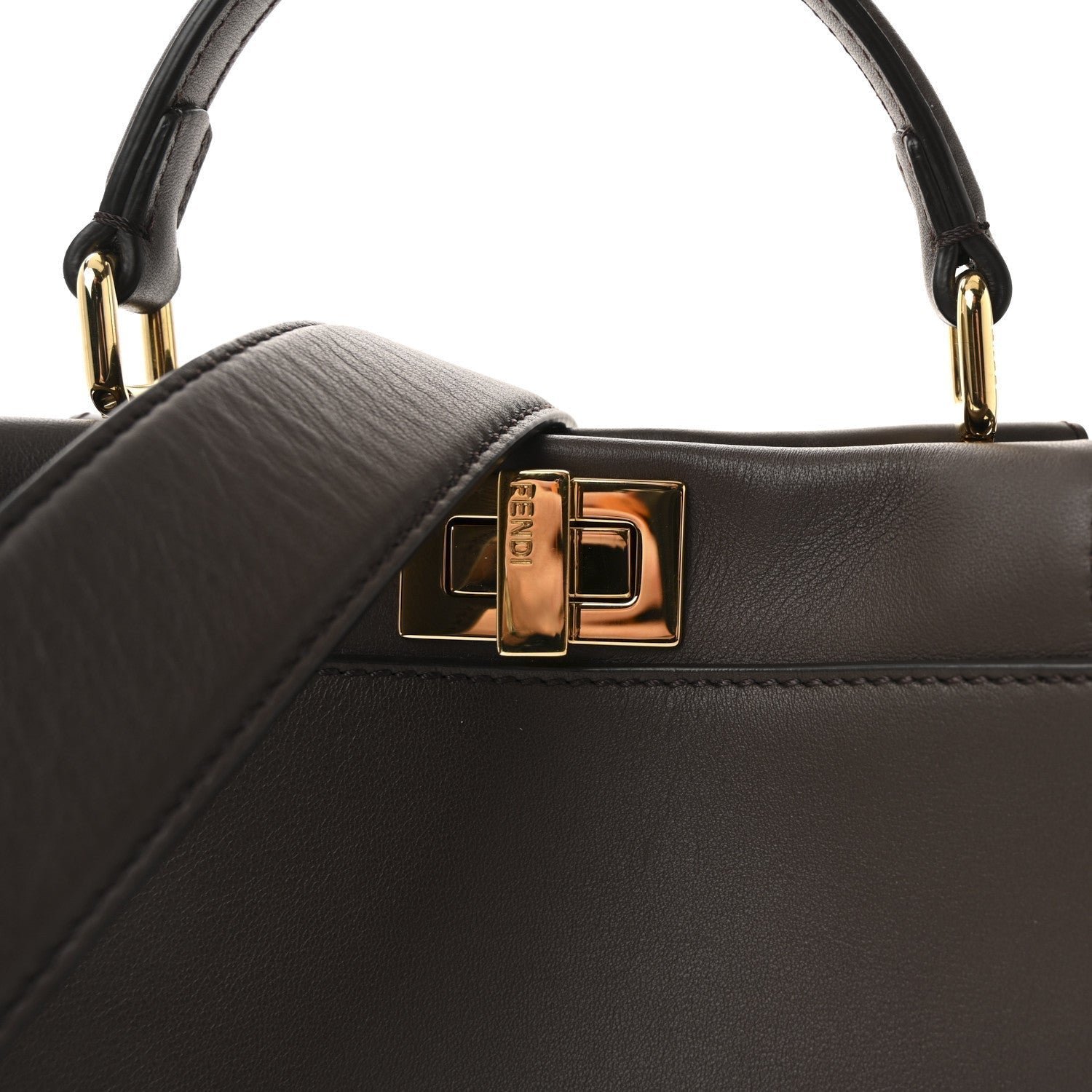 Fendi Vitello Seta Suede FF Mini Peekaboo Iconic Satchel - Image 7