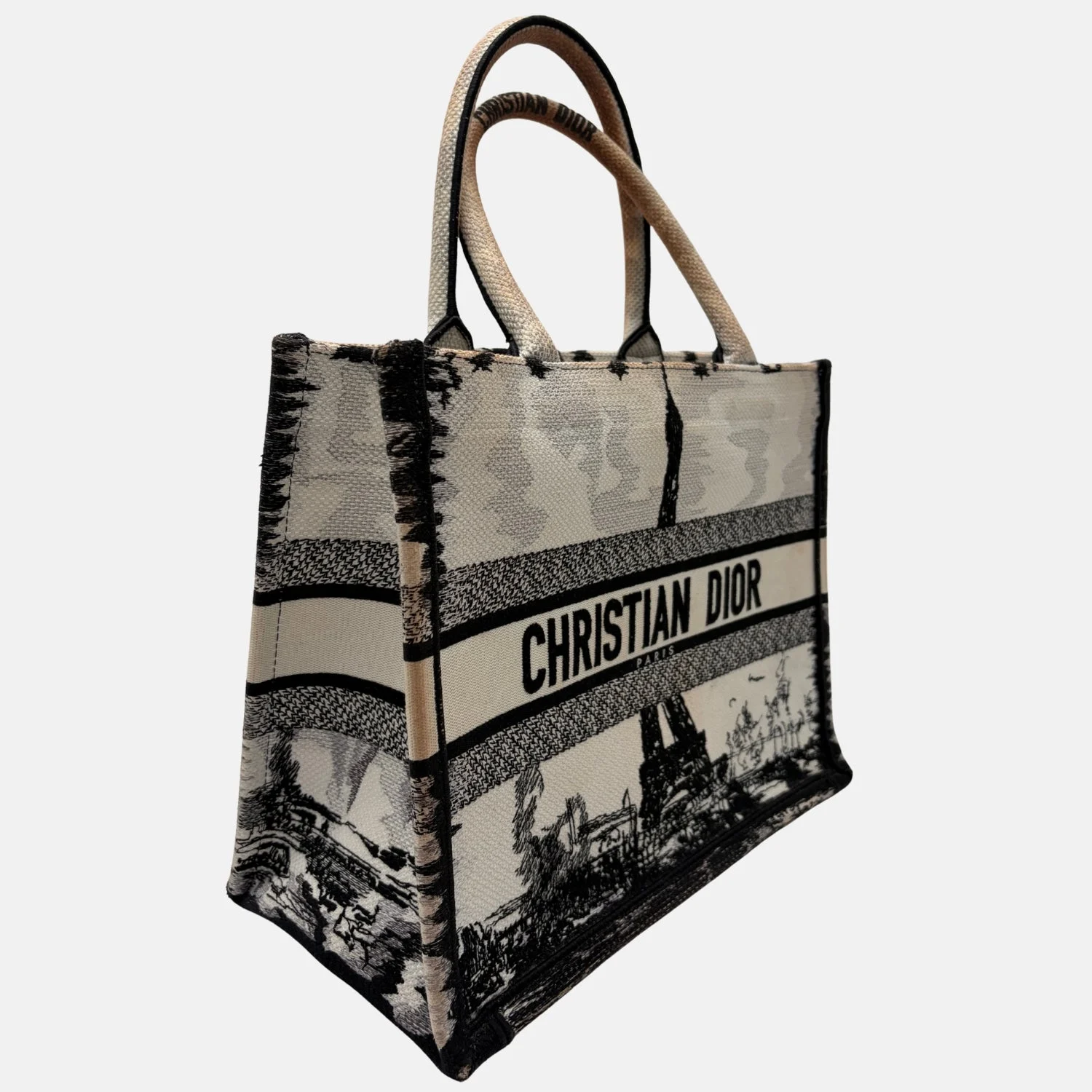 Book Tote Medium Paris Embroidered Canvas - Image 3