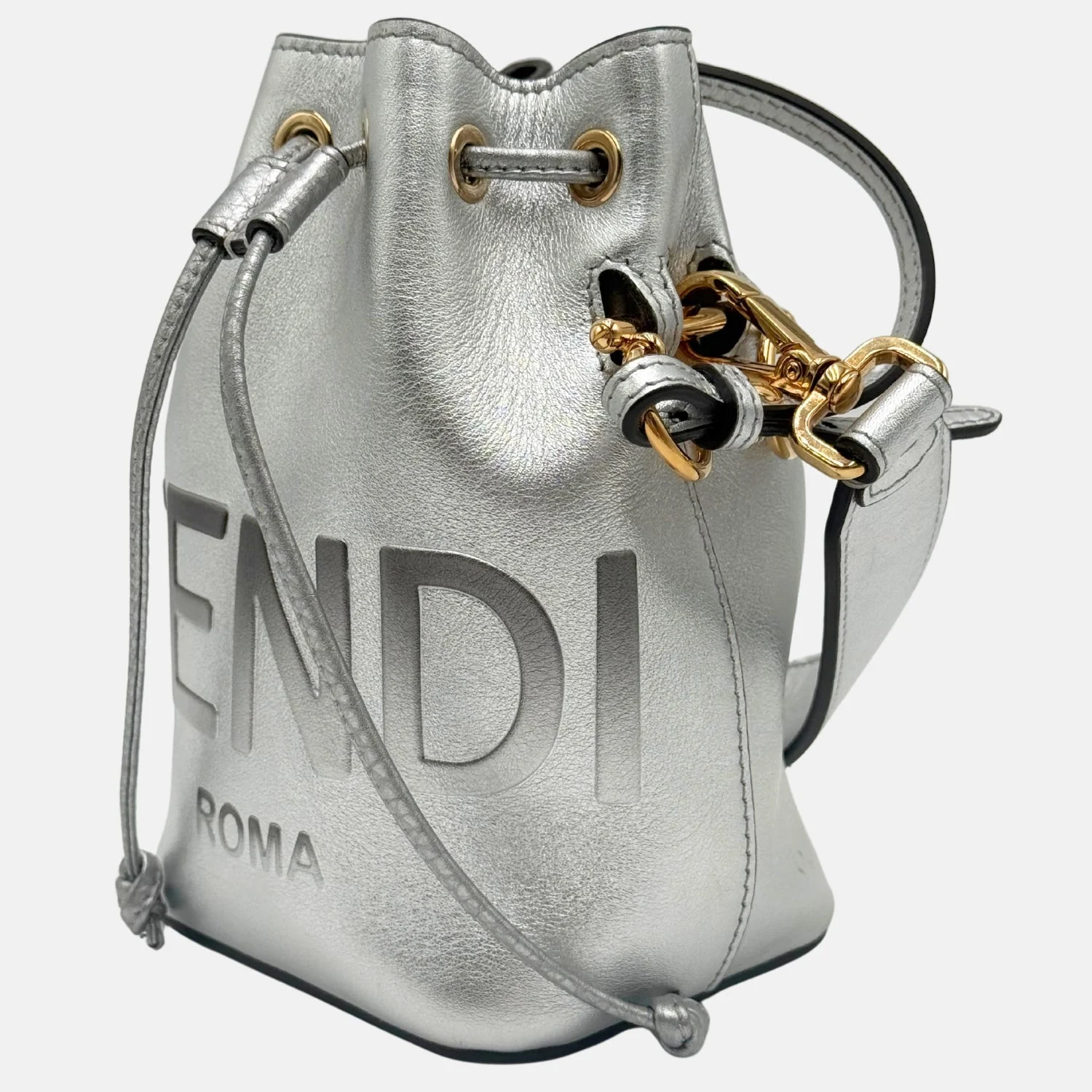 Mon Tresor Bucket Bag Silver Leather Mini - Image 3
