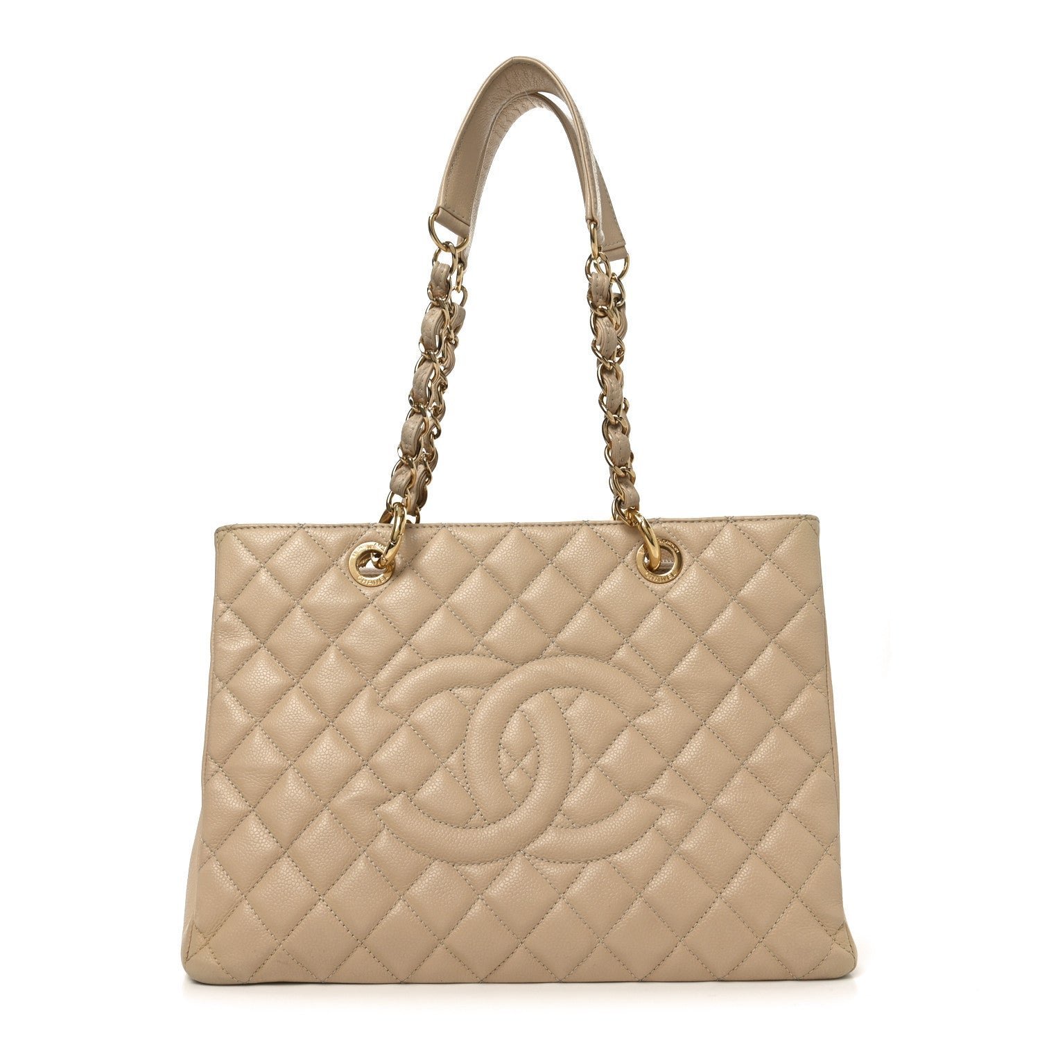Caviar Quilted Grand Shopping Tote GST Beige