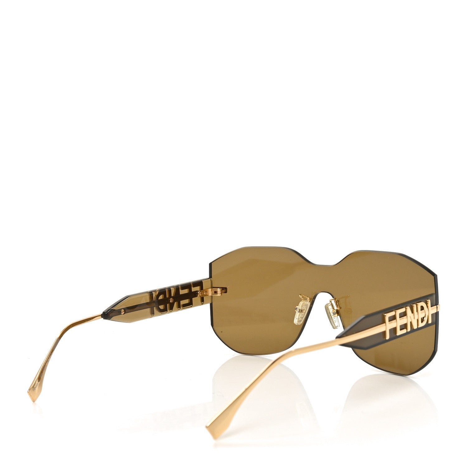 Acetate Metal Fendigraphy Shield Sunglasses FE 40067U Brown Gold - Image 4