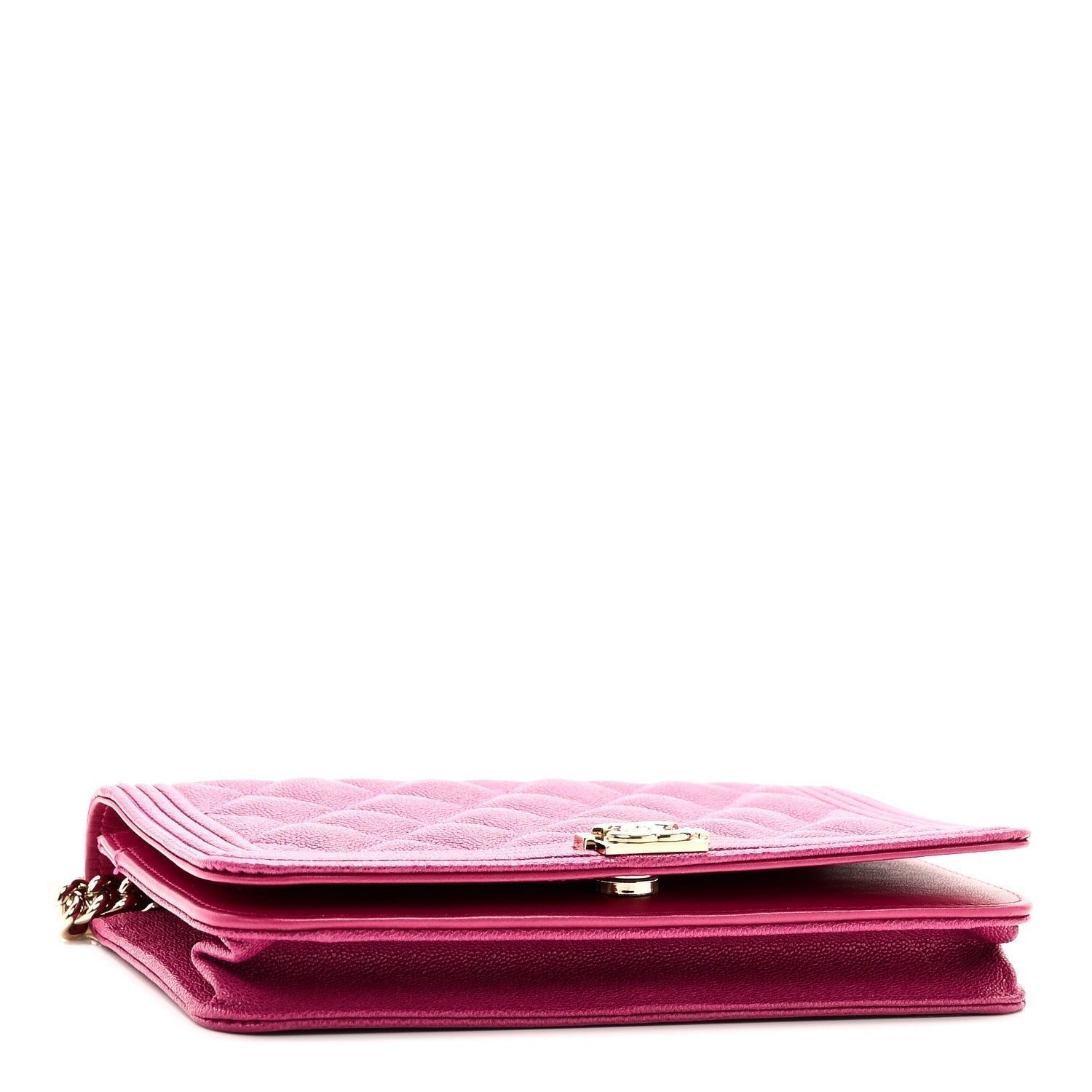 Caviar Quilted Boy Wallet On Chain WOC Fuchsia - Image 4