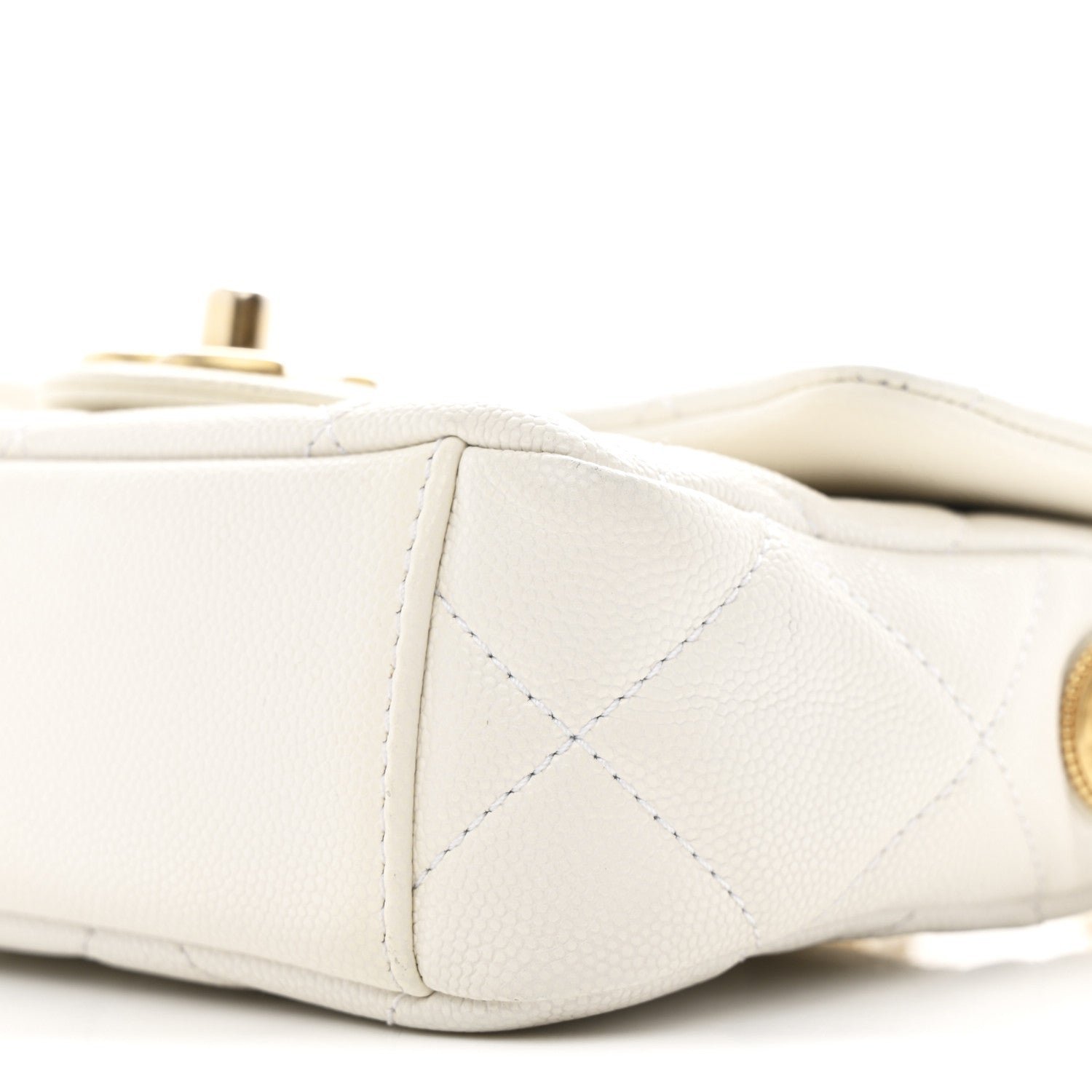 Caviar Quilted Mini Twist Your Buttons Flap White - Image 10