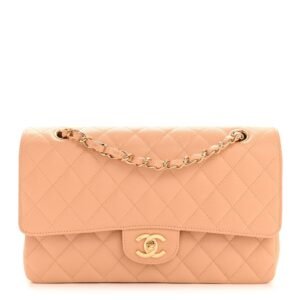 Caviar Quilted Medium Double Flap Beige Clair