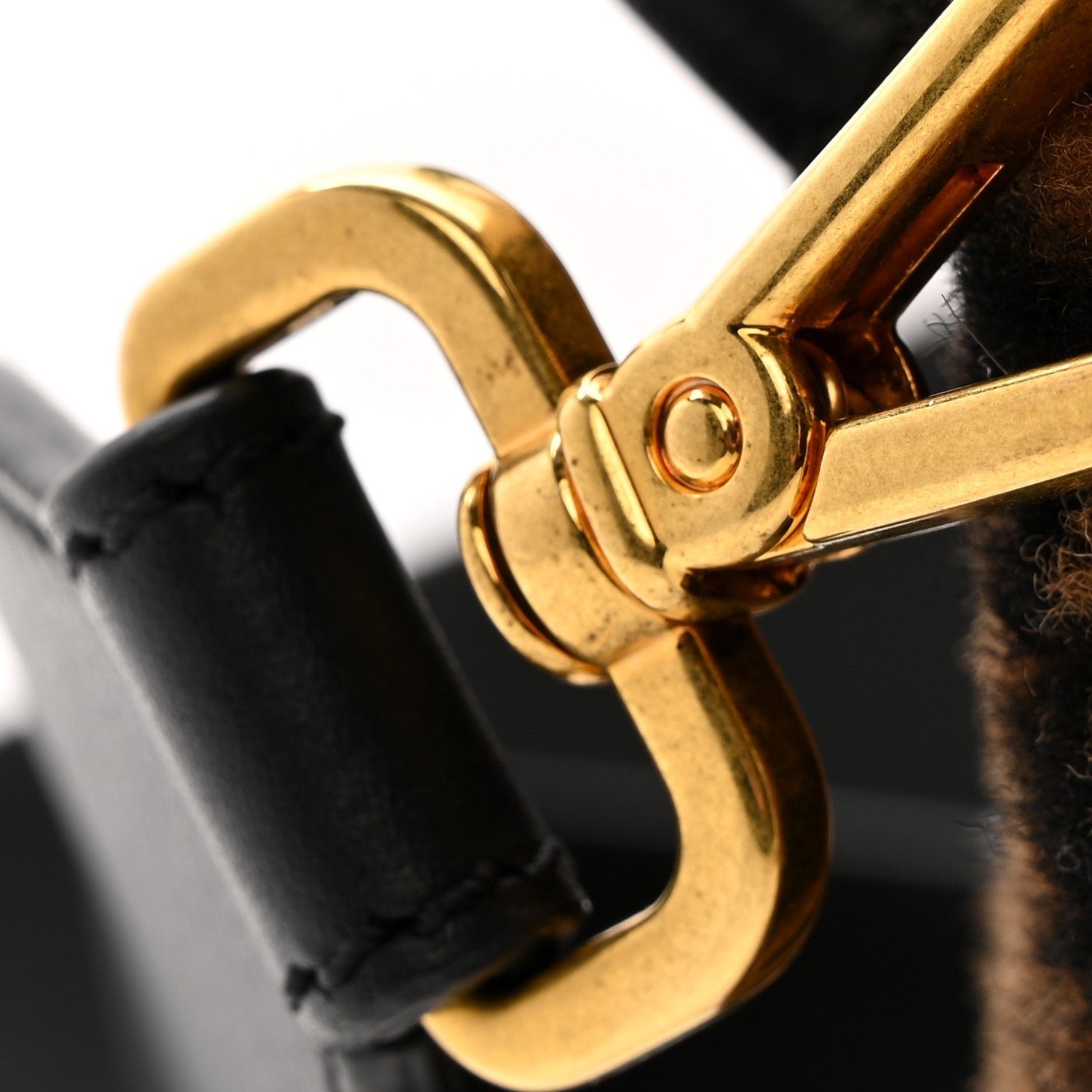 Baguette Tobacco Black Shearling & Leather Bag - Image 12