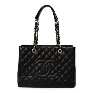 Caviar Quilted Grand Shopping Tote GST Black