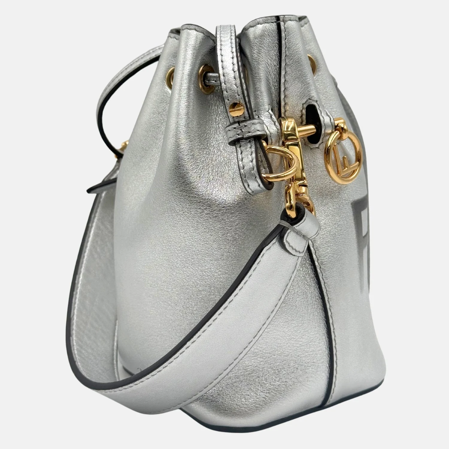 Mon Tresor Bucket Bag Silver Leather Mini - Image 4