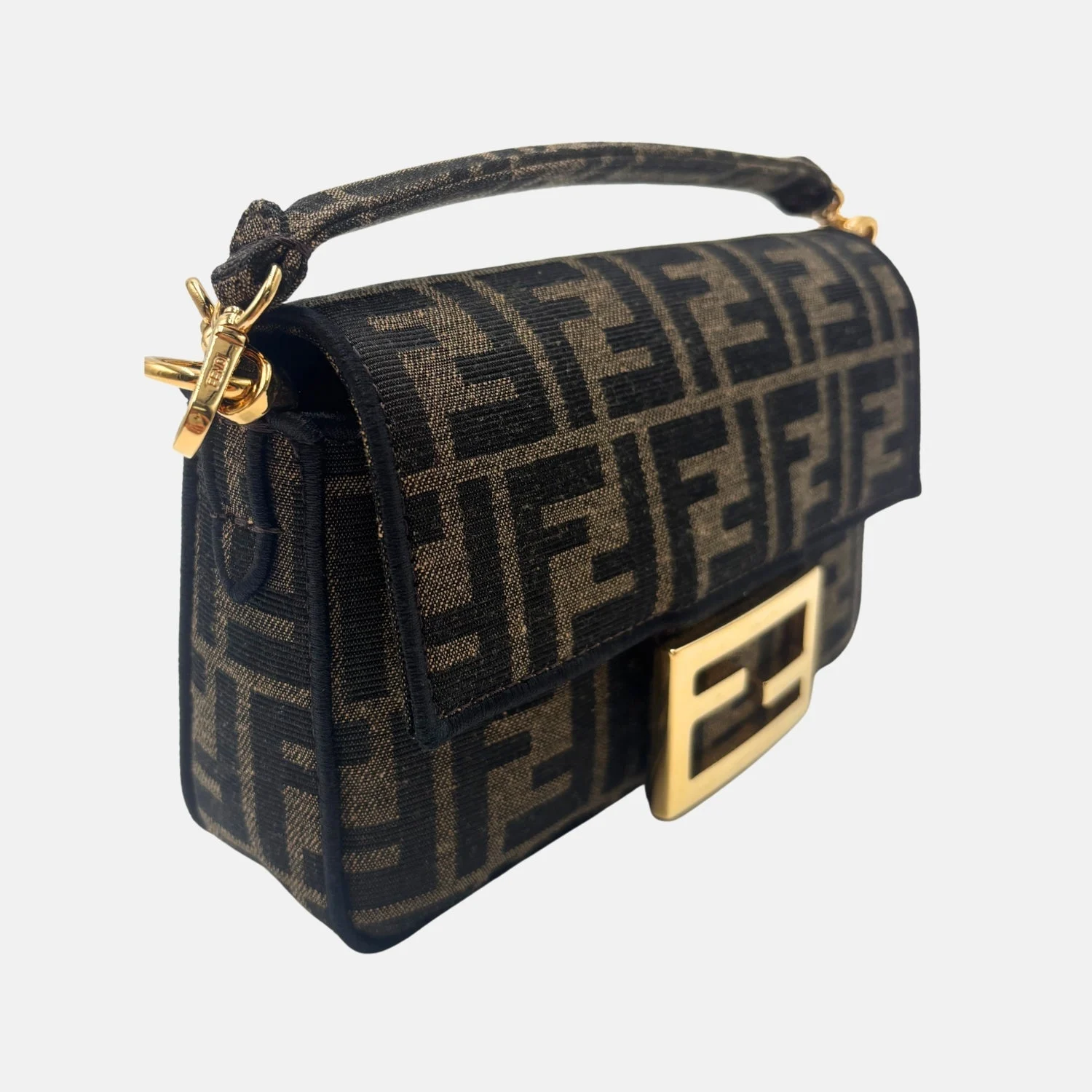 Zucca Baguette Bag Brown Canvas - Image 5