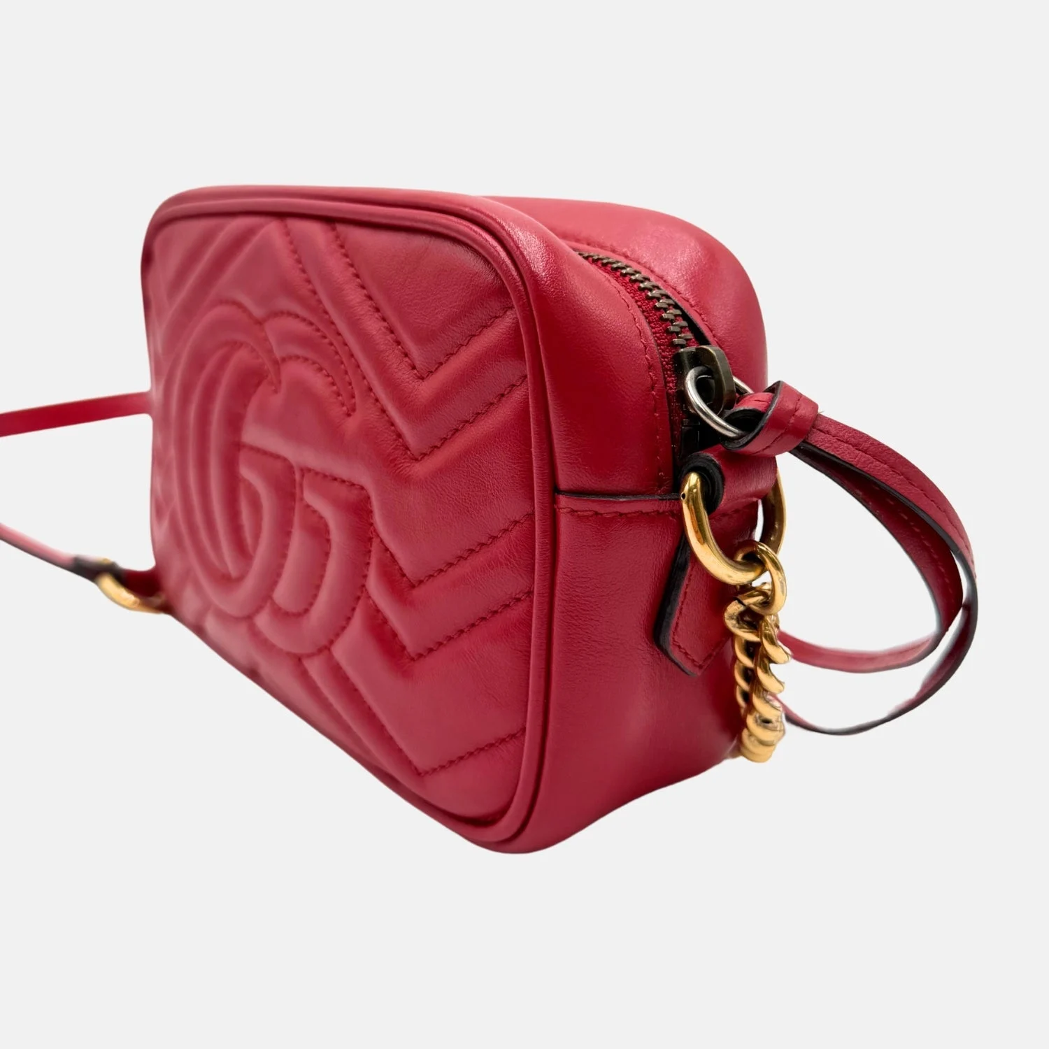 Marmont Camera Bag Red Matelassé Leather Mini - Image 4