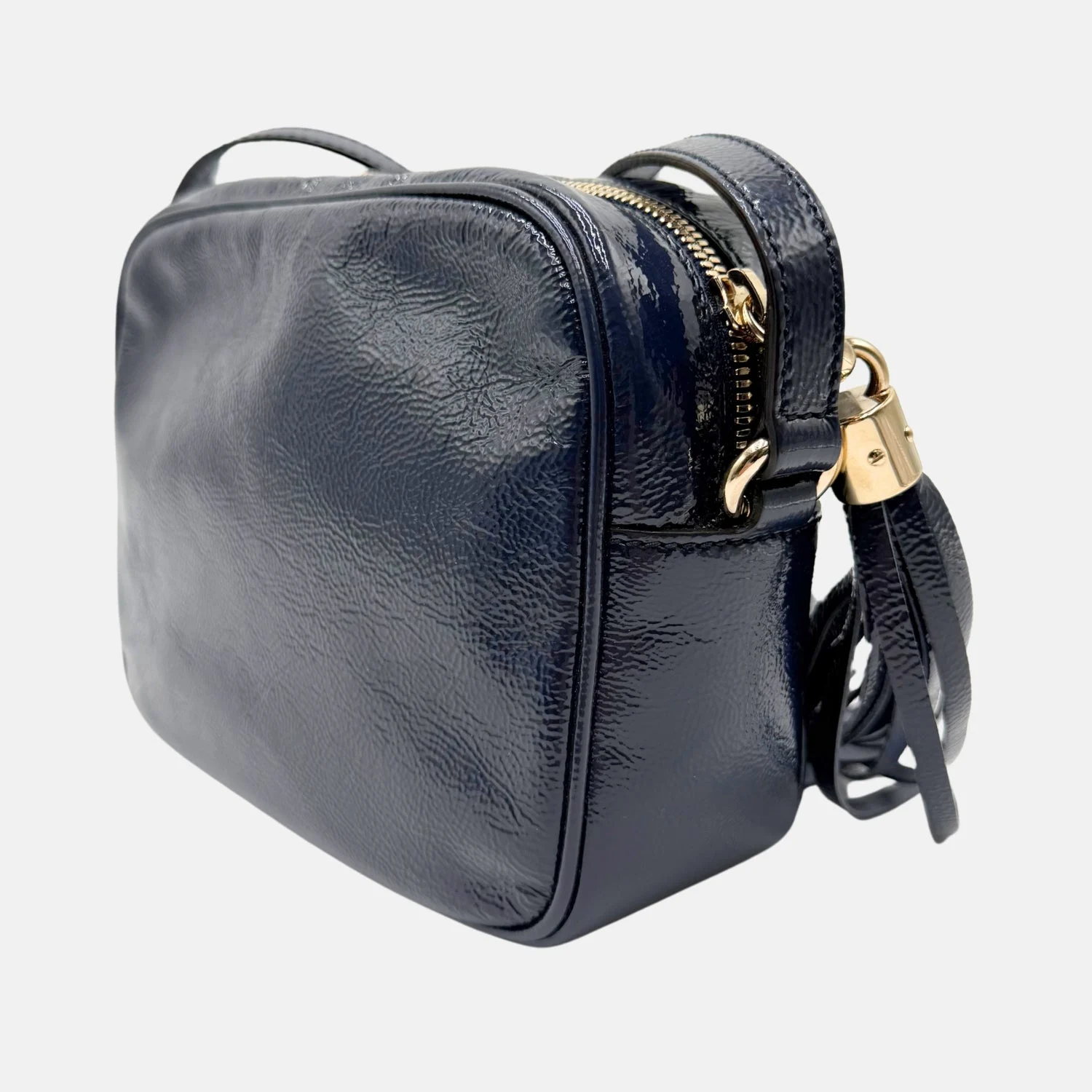 Soho Disco Shoulder Bag Navy Patent Leather Small - Image 4