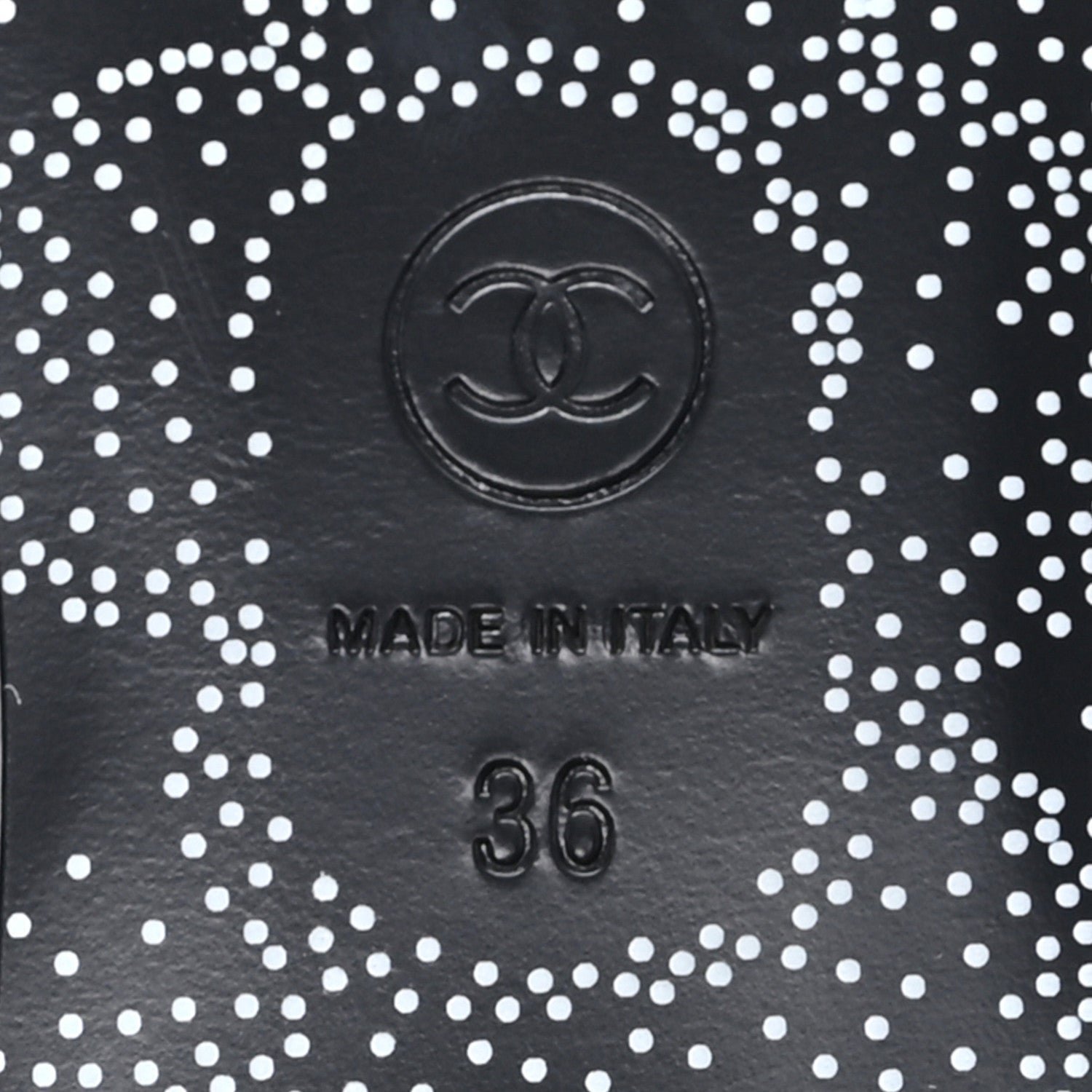 Calfskin Camellia Printed Cap Toe Ballerina Flats 36 Black White - Image 7